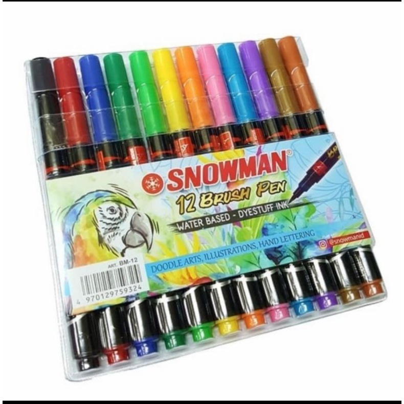 

SNOWMAN BRUSH PEN WATER BASED WITH DYESTUFF INK 12 COLORS