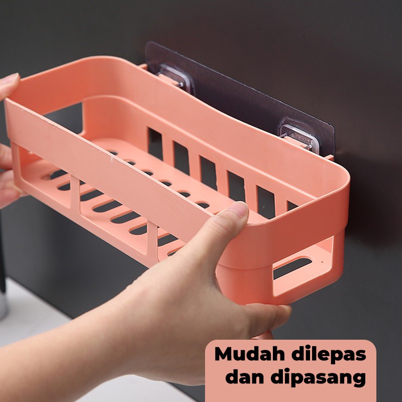 Rak Gantung Plastik Serbaguna Tempat Sabun Kamar Mandi Wastafel Rak Kosmetik Rak Bumbu Dapur