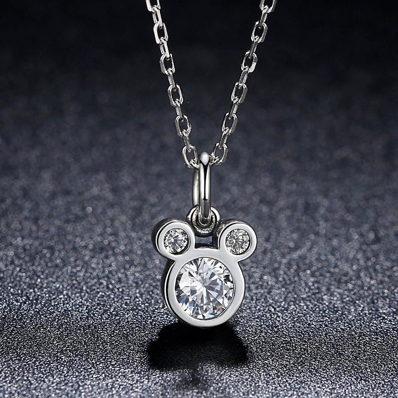 [Ready Stock]Fashion Diamond-Inlaid Cute Mickey Mouse Pendant Necklace