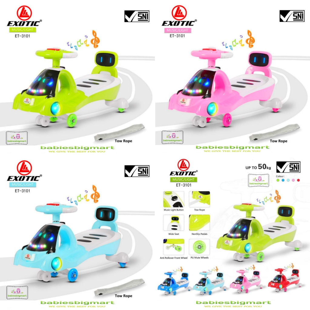 MAINAN ANAK SWING CAR MODE RIDE ON EXOTIC ET 3101 / 3102 / 3103 / 3104 / 3105 / 2002 / 2108 / 2110