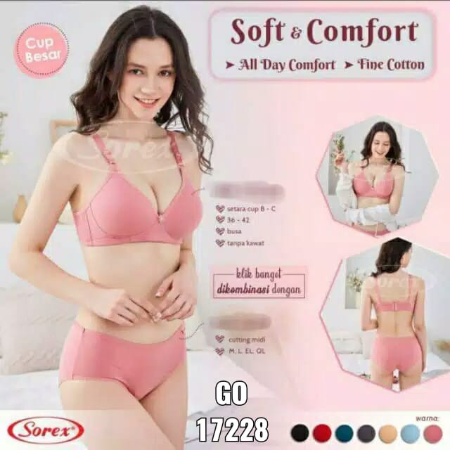 bb BRA SOREX CUP C BIG CUP 17228 Bra Busa Tanpa Kawat Ukuran 36 - 42