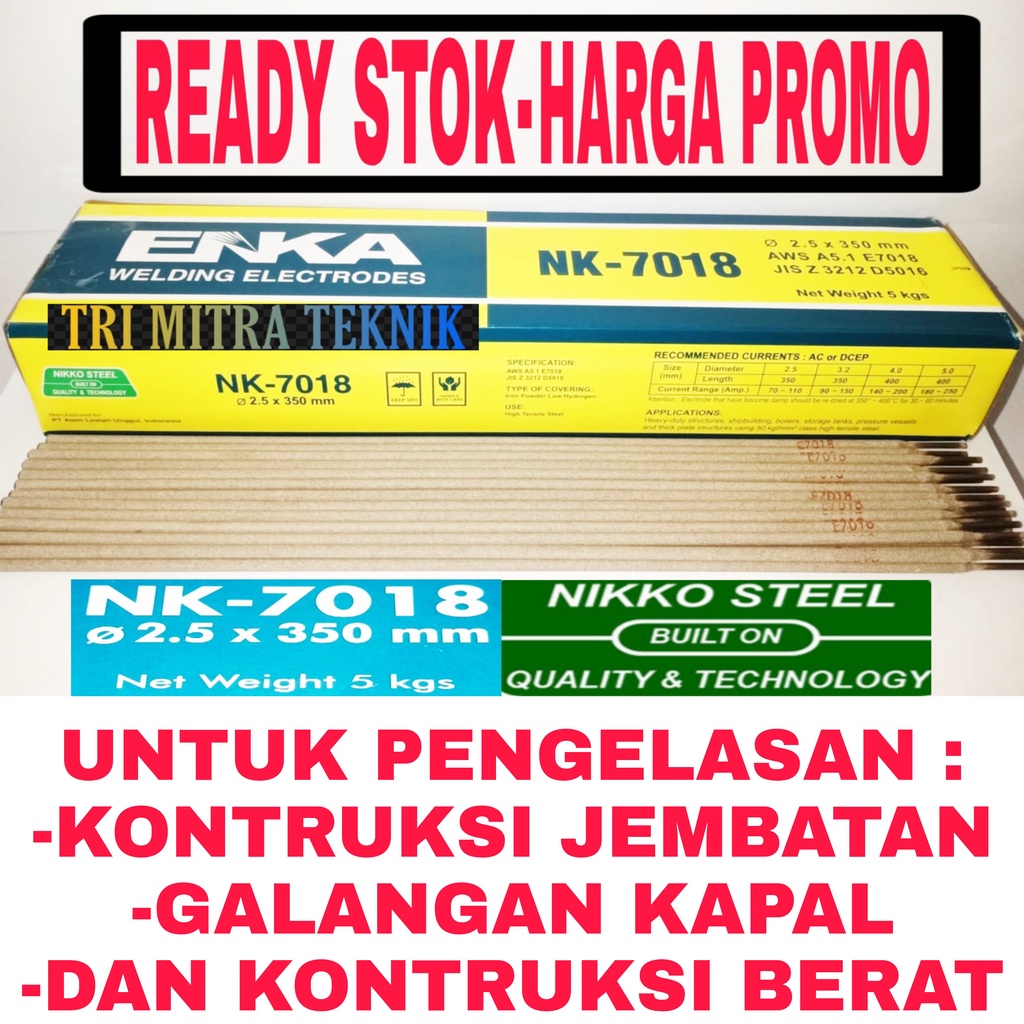 Kawat Las NK-7018 Ukuran 2.5 mm x 350 mm AWS 7018 Untuk Pengelasan Beban Berat