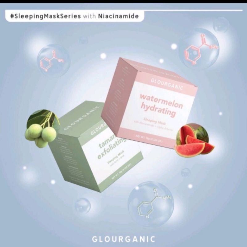 SLEEPING MASK GLOURGANIC TAMANU EXFOLIATING | WATERMELON HYDRATING SLEEPING