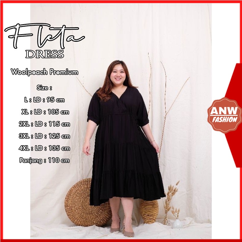 FLETA DRESS JUMBO BIG SIZE - Sabrina Collection / BAJU KOREA / BIG SIZE DRESS / BIG SIZE WANITA / BI
