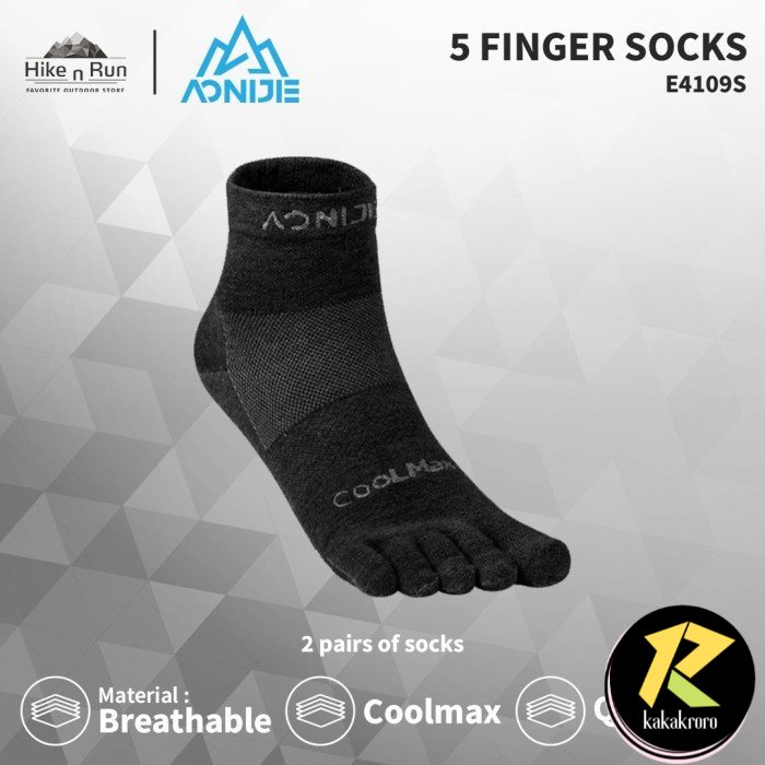 Kaos Kaki Aonijie E4109S 5 Fingers Socks - Hitam, S