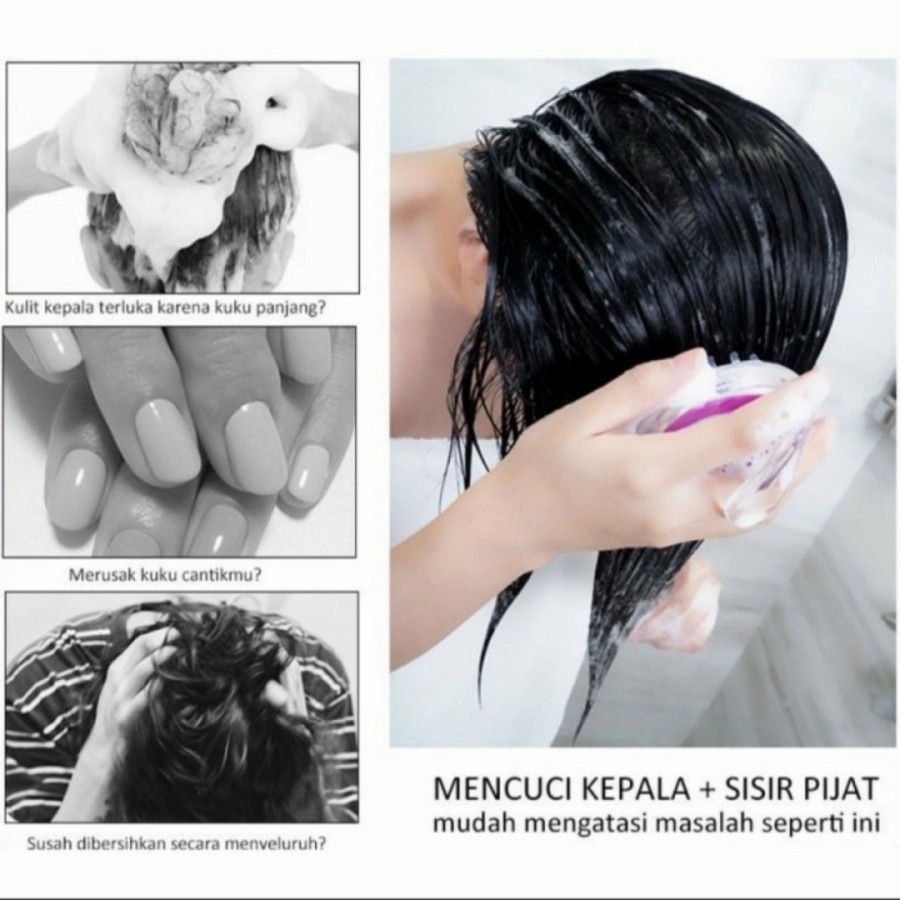 Sisir Keramas Rambut Silikon Sikat Pijat Kepala Shampo Hair Massage Brush Lembut Silicone