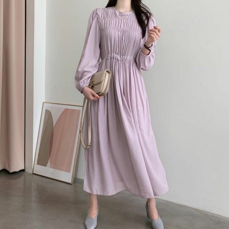 dress korea | dress wanita | korean dress bahan adem | outfit korea | baju hits korea