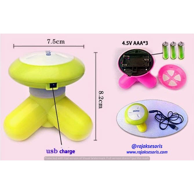 Alat Pijat Mimo Portable Mini Electrik Massager Hand Massage Electric Kaki Tangan Charger USB