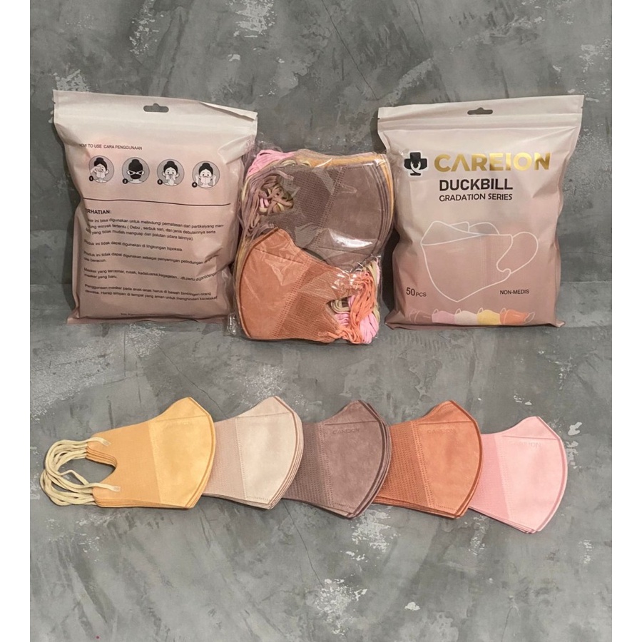 CAREION MASKER DUCKBILL GRADATION SERIES EMBOS 3PLY ISI 50 MIX 5 WARNA