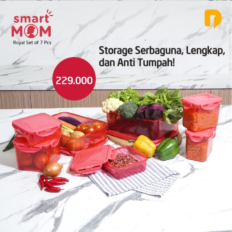 Smart Mom Royal Set of 7Pcs,Wadah Serbaguna,Kedap&Anti Tumpah, food storage/container6,tempat penyim