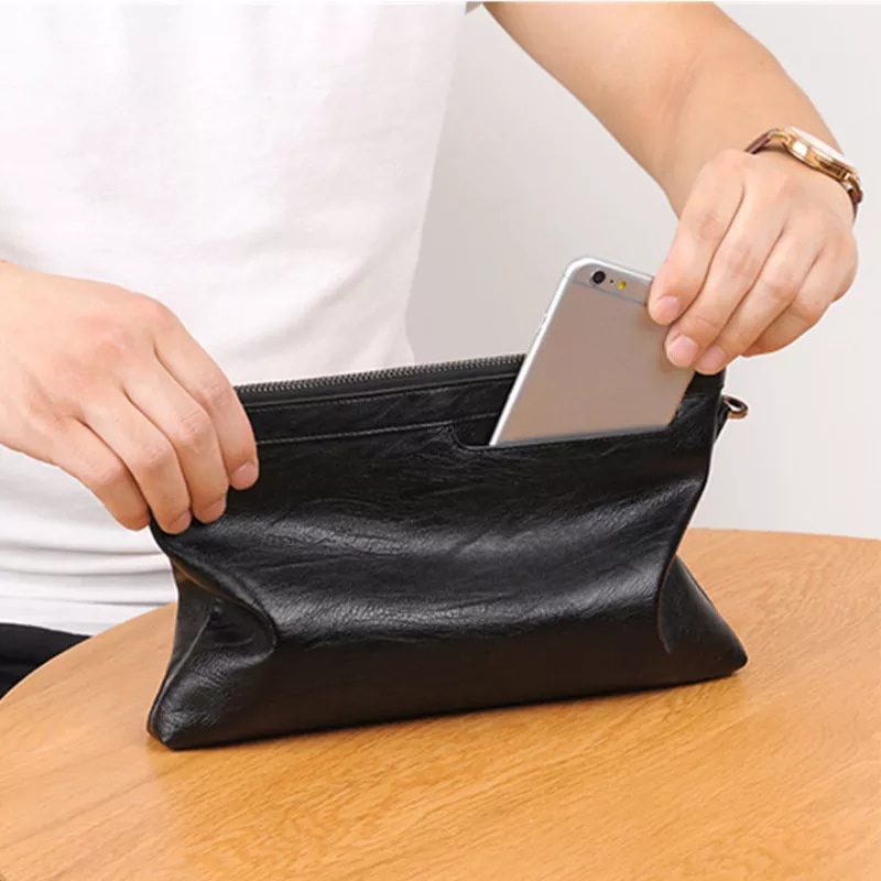 Handbag  Tas Clutch Pria wanita - Tas Tangan Multifungsi Resleting Ada Kantong di Luar