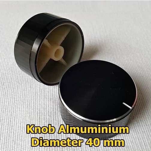 40mm Knob Potensio Aluminium Black Tutup Potensiometer Volume Putar Knop 40mm Bulat Mika Hitam Mengk