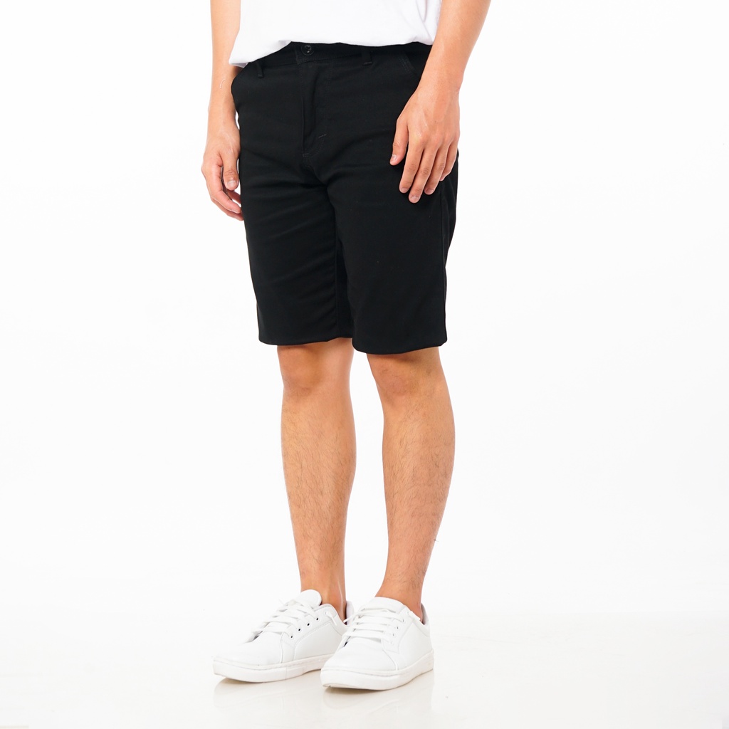 SANVANINA Celana Chino Pendek Slim Fit Hitam | Short Harper Chino Black Pants EA-026D