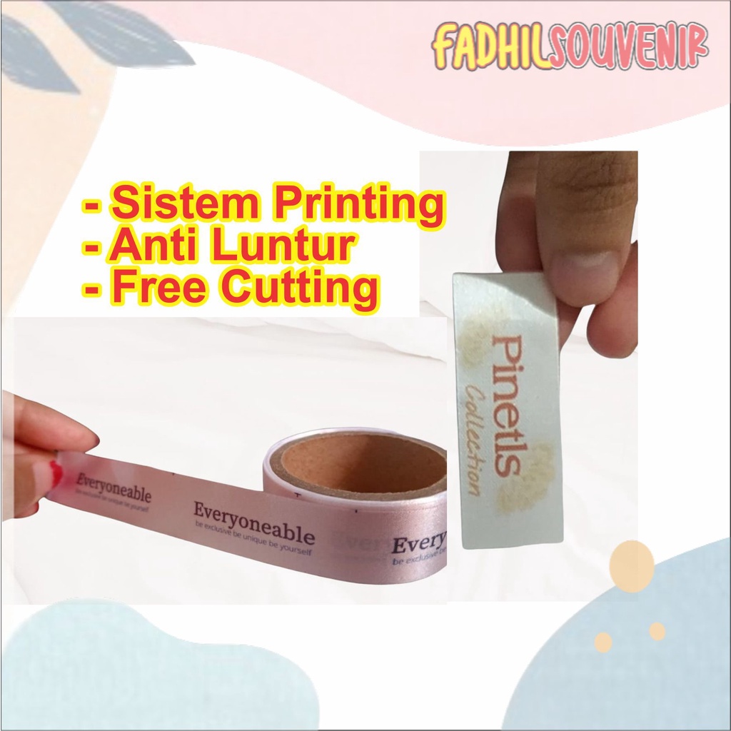 

Label Hijab [Min 50 pcs] ANTI LUNTUR Label Baju Label Satin Printing label handuk label masker