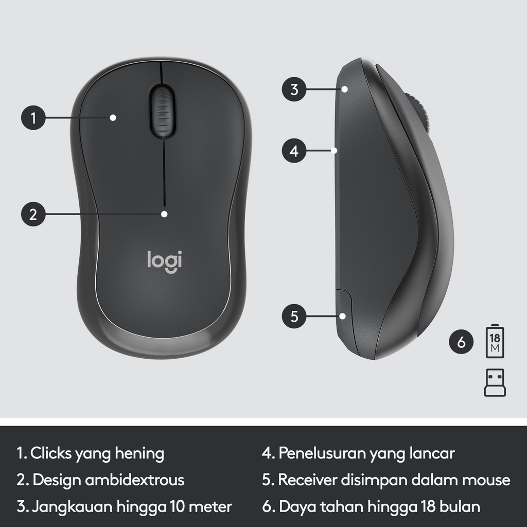 Logitech MK295 Combo Keyboard dan Mouse Wireless Silent dengan Tombol Multimedia