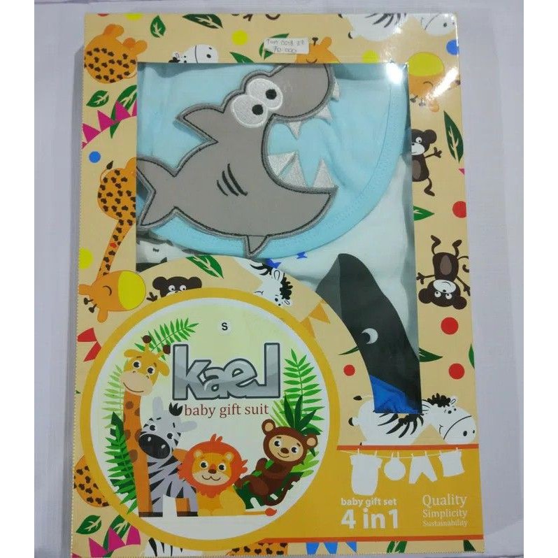 ♥BabyYank♥ PAKET KADO BAYI 4 IN1 BODYSUIT KAEL - BABY GIFT SET - KAEL GIFTSET 4IN1