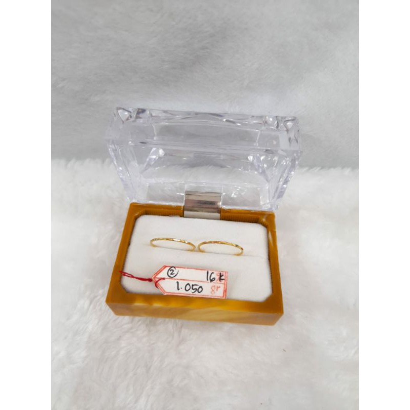 CC338M518M cincin emas model keroncong isi 2 garis emas kuning asli berat 1.050 no 13 kadar 70%