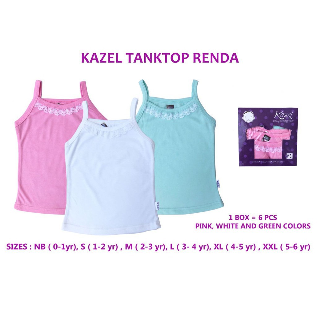 Kazel Tanktop Renda Koas Dalam Anak Isi 6 Pcs