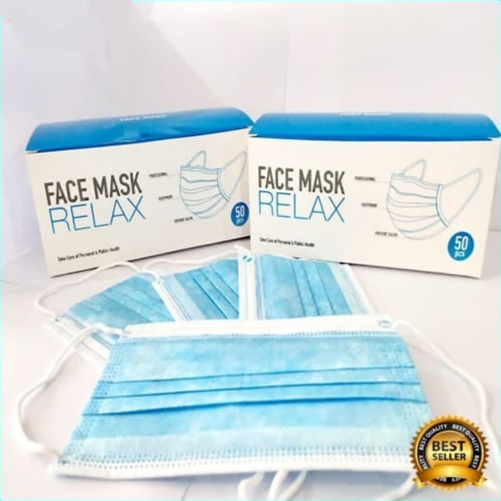 ( Fy ) PROMO!! Masker 3 PLY 1 box masker Earloop Biru kesehatan murah berkulitas