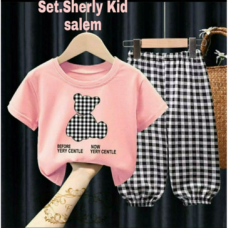 3 UKURAN S M L PAKAIAN ANAK PEREMPUAN SETELAN SET SHERLY KID BABYTERRY KATUK KOTAK FEHM