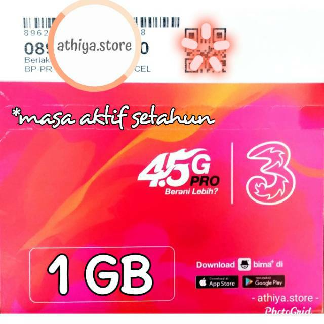 Kartu Perdana Tri 3 Three 1gb Masa Aktif 1 Tahun Setahun Always On Shopee Indonesia