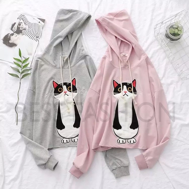 Bess - Sweater Hoodie Wanita / Sweater Hoodie Murah CAT STAND