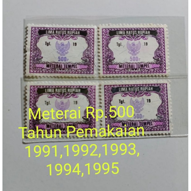 

Meterai Tempel Rp.500 Asli Tahun Pemakaian 1991,1992,1993,1994,1995 (S134)