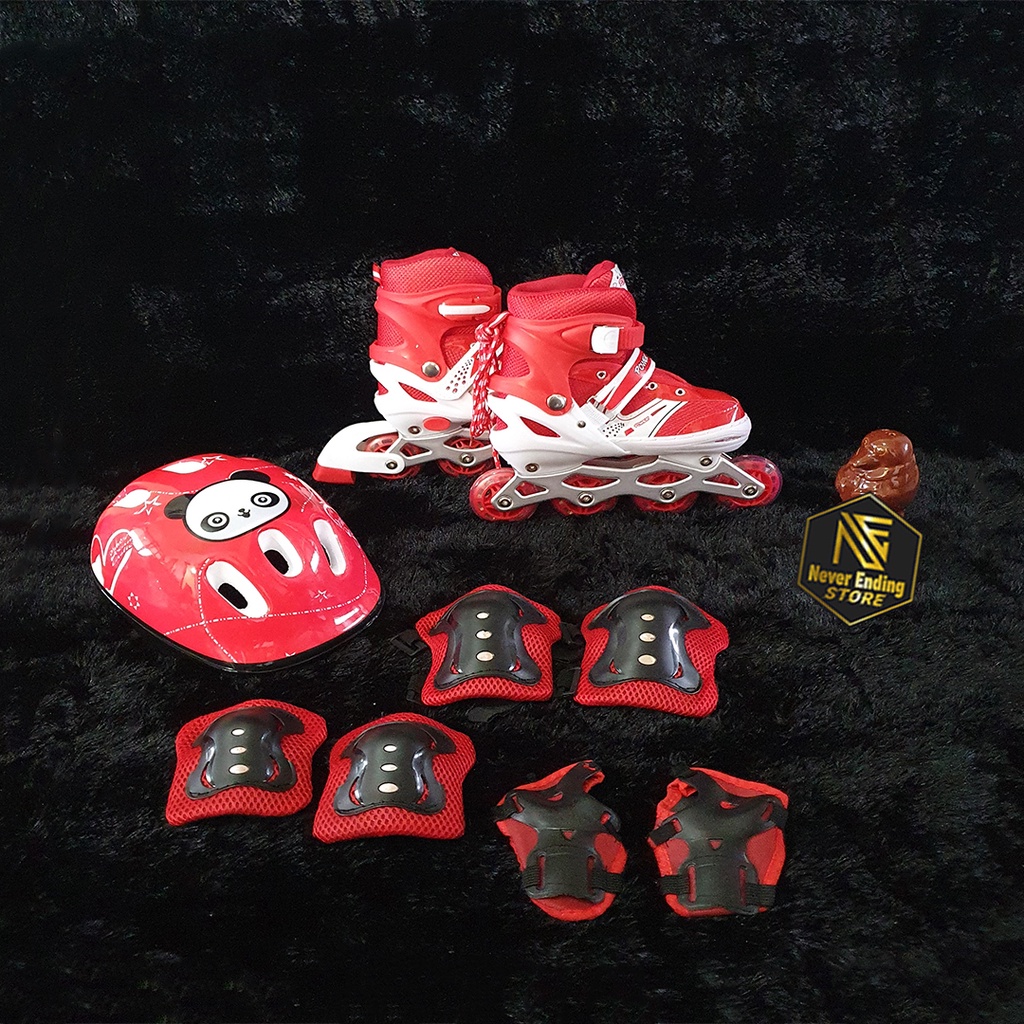 Sepatu Roda Anak Fullset Lengkap atau Inline Skates Sepaturoda dengan Pengaman Helm dan Dekker