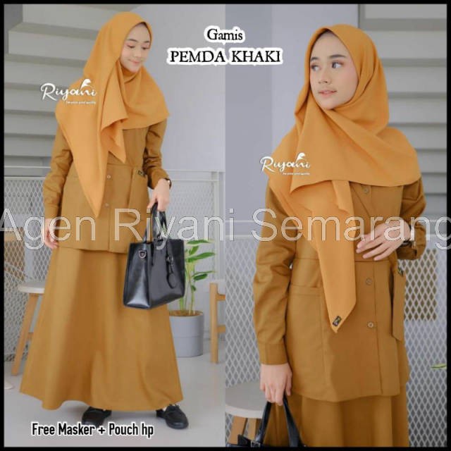 Gamis Khaki Pns Pemda Wanita Seragam Dinas Khaki Gelap by Riyani
