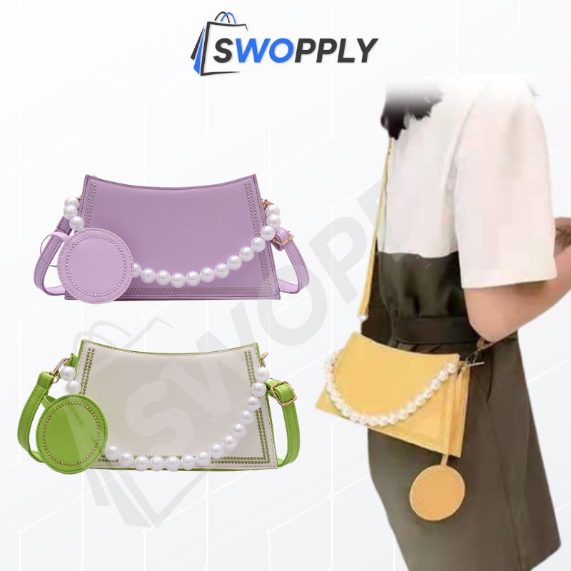 Swopply SW1435 Tas Selempang Wanita Tas Bahu Mutiara Women Fashion Shoulder Bag