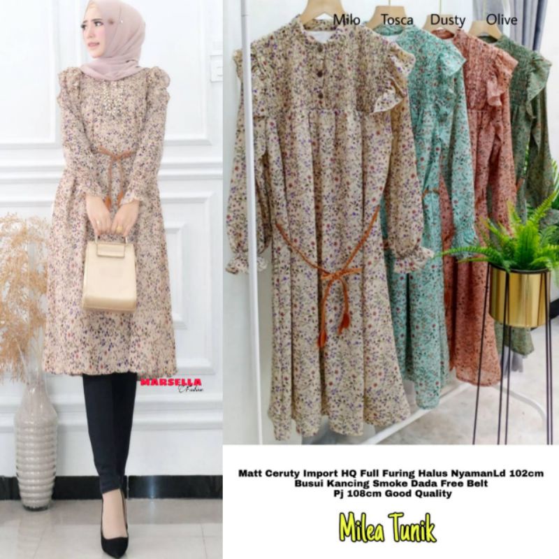 BAJU TUNIK LENGAN PANJANG MILEA TUNIK BAHAN CERRUTY