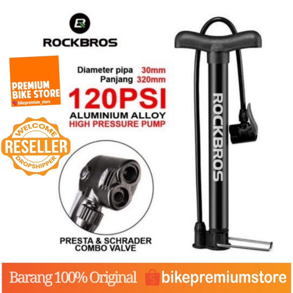 rockbros a320 120 psi pompa sepeda bike air bicycle pump presta roadbike  mtb  sepeda lipat bikeprem