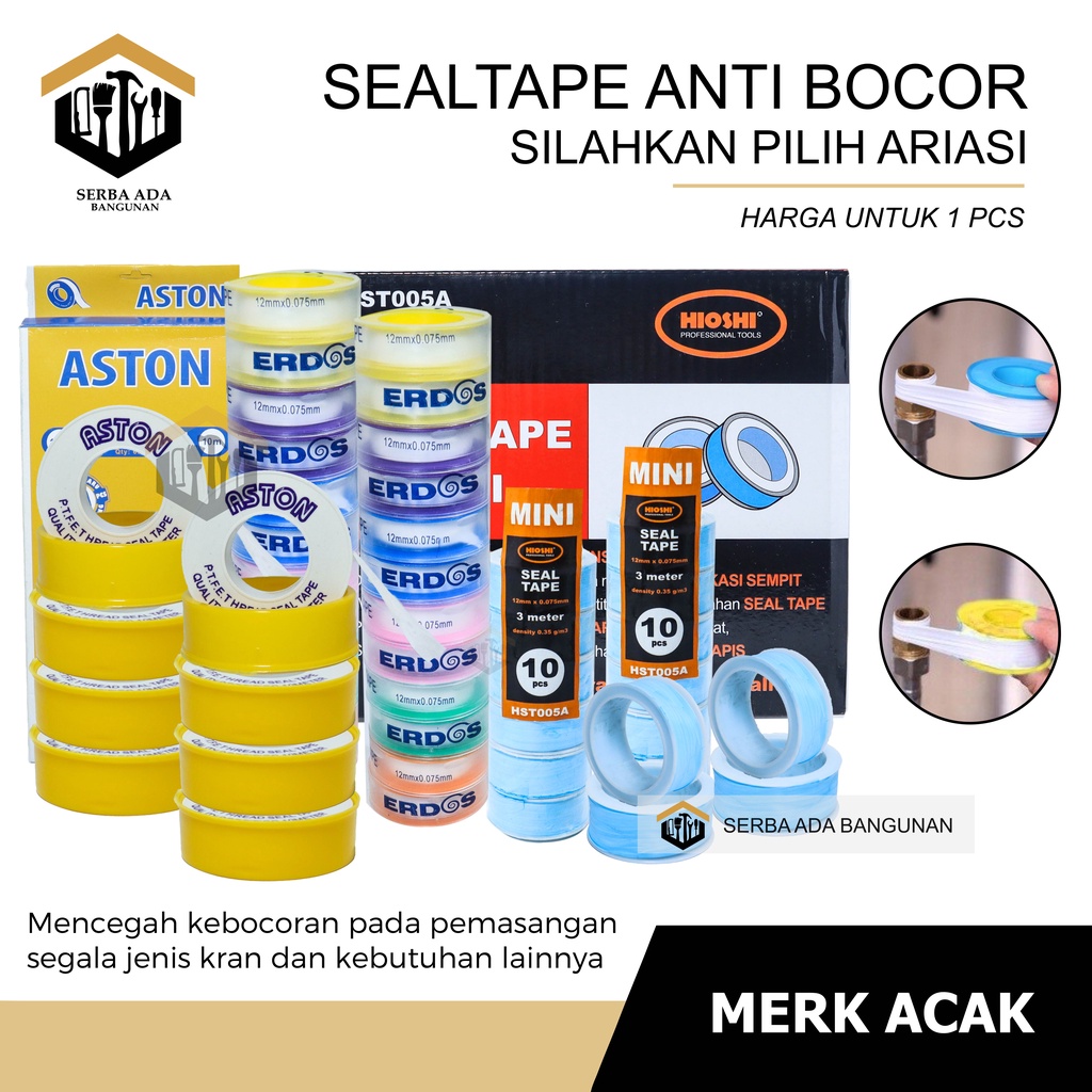 SEALTAPE / SEAL TAPE  12 x 0,075 MM x 10 METER ISOLASI PUTIH LENTUR UNTUK CEGAH BOCOR / PIPA KRAN