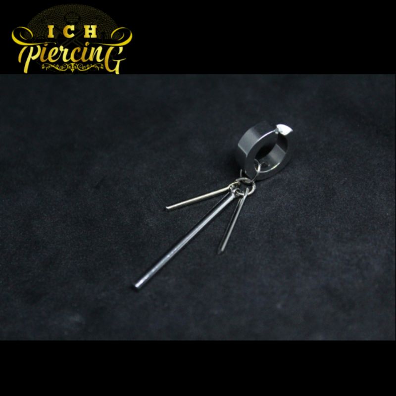 IP-AJ [ PREMIUM ] ANTING RUMBAY SILVER MODEL BATANG 3 / ANTING BTS KOREA / ANTING TINDIK DAN JEPIT