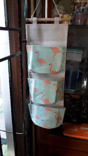 Wall Pocket Hanging Organizer / Kantong Gantung 3 Storage Bag Korean
