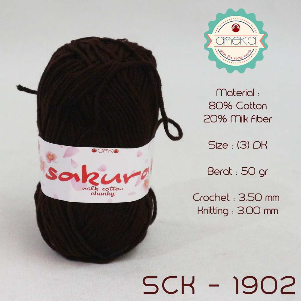 Benang Rajut Katun Susu Sakura Milk Cotton Chunky - 1902