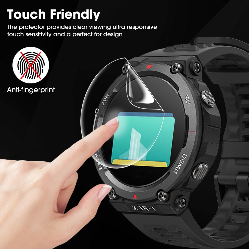 1 Pc Film Pelindung Layar Hydrogel Anti Gores Flexible Untuk SmartWatch Amazfit T-Rex2