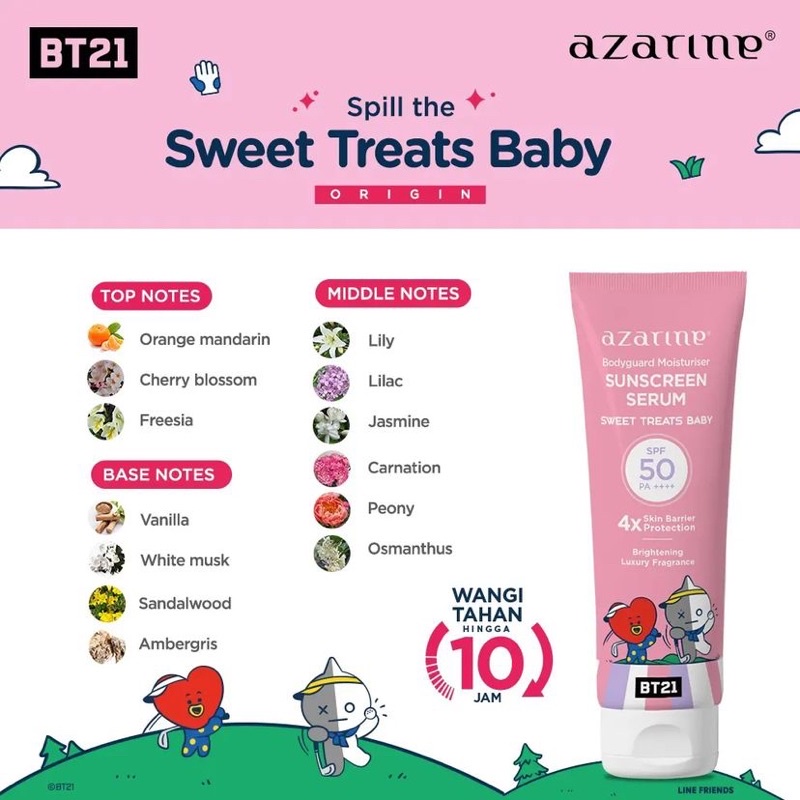 AZARINE Body Guard Moisturizer Sunscreen Serum 100ml - BT21 Edition | Sunscreen Body Guard Serum