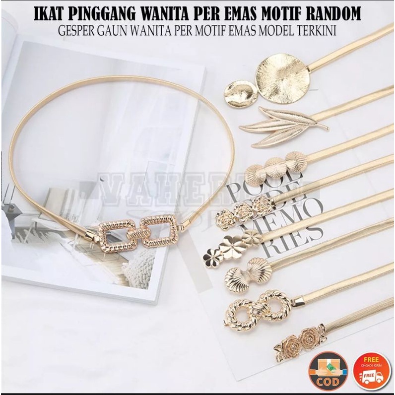 RANDOM Belt Wanita Elastis Korea Gesper Wanita Khusus Warna Gold