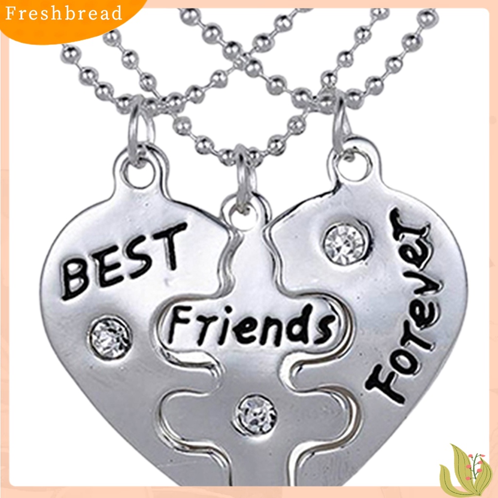 [TERLARIS]3Pcs Broken Heart Shape Carved Letters Best Friends Forever Chain Set for Dating