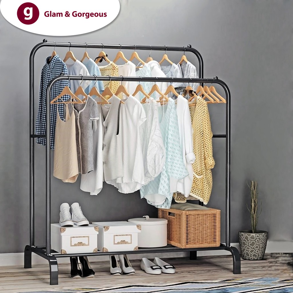 Rak Gantungan Baju Jemuran Pakaian Double Pole Cloth Hanger - GHR005