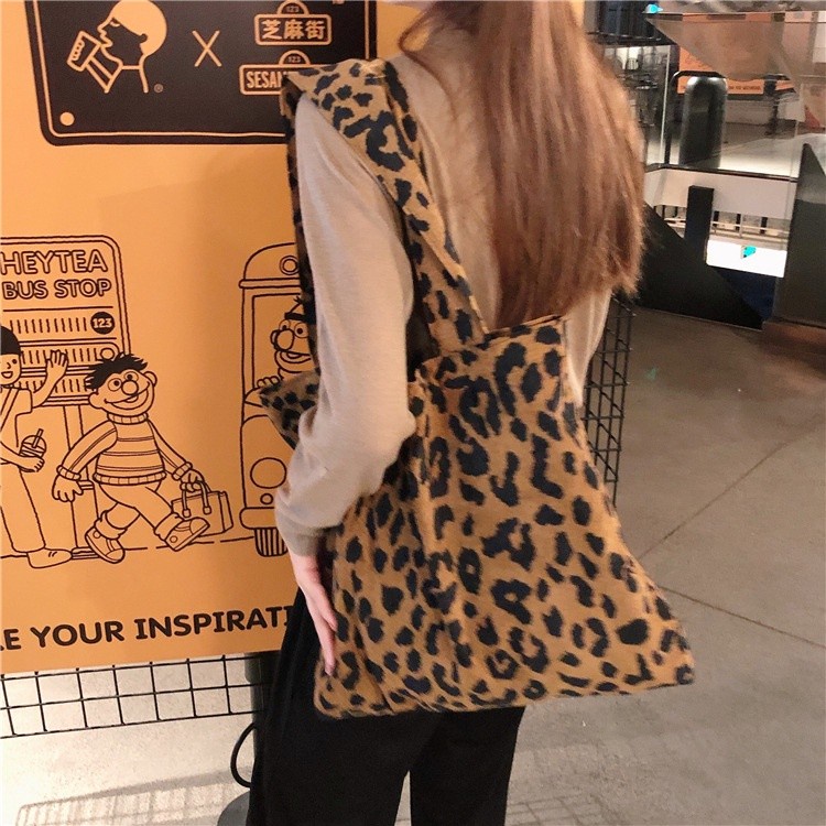 TC-136 tas bahu canvas motif loreng macan leopard import korea jepang