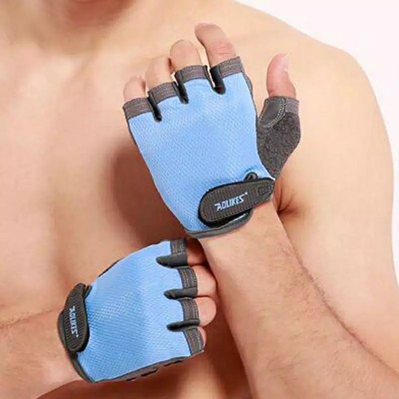 sarung tangan AOLIKES 112 half finger gloves gym fitness padding glove sport lifting weights