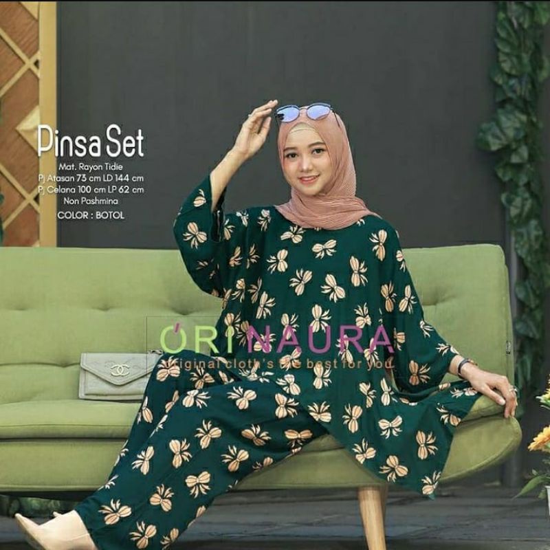 One Set Jumbo Waka Waka Pinsa Setelan Wanita Tie Dye Rayon Premium Set Celana Panjang Bigsize LD 130