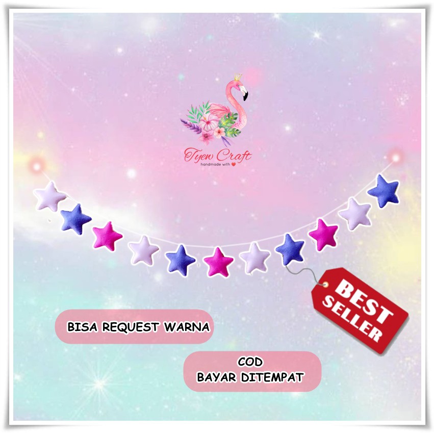 BUNTING FLAG BINTANG BUNTING FLAG CUSTOM HIASAN DINDING DEKORASI DINDING DEKORASI ULANG TAHUN GARLAN
