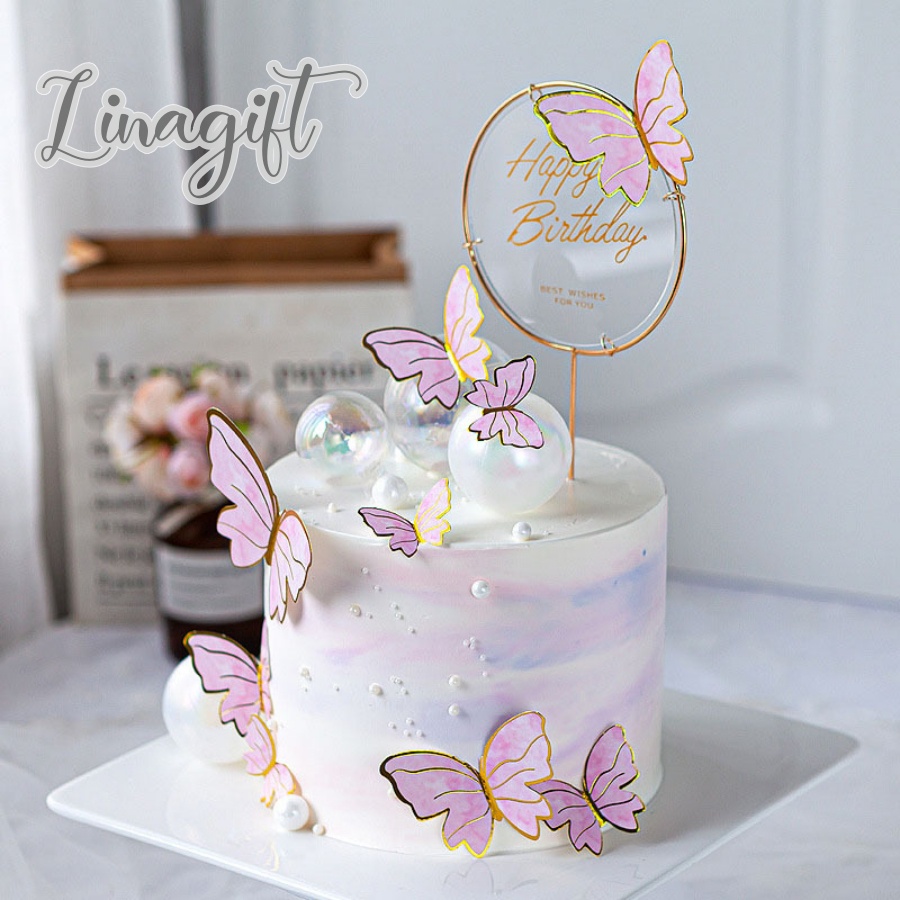 ( Set 10 Pcs ) TOPPER CAKE BUTTERFLY / TOPER KUE KUPU - KUPU / HAPPY BIRTHDAY CAKE DECORATION SUPPLIES AESTHETIC / ESTETIK / AKSESORIS HIASAN BUKET BUNGA / KARANGAN BUNGA / KERTAS BUNGA / CELLOPHANE /  FLOWER WRAPPING KOREAN STYLE / FLORIST PESTA