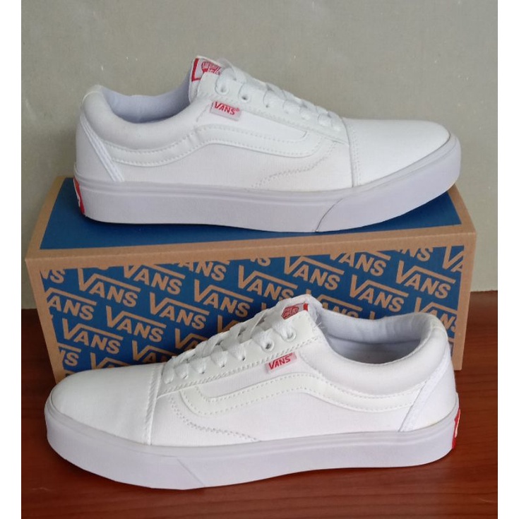 sepatu vans old skool full white vans premium putih polos