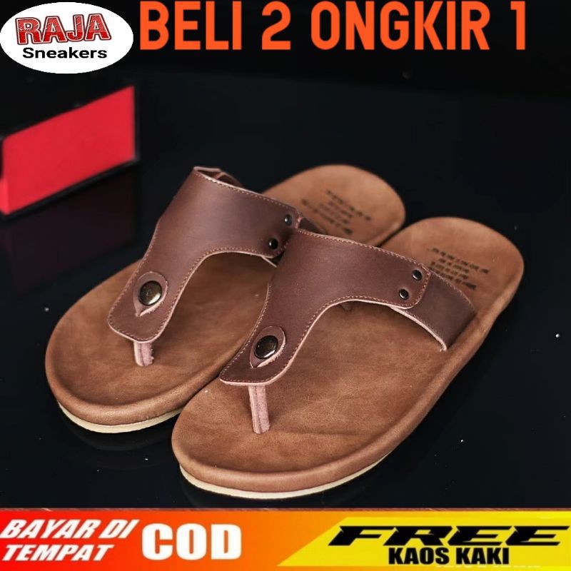 RAJA X CLOVER SANDAL KULIT PRIA WANITA BLACK BROWN TAN KULIT SAPI ASLI ORIGINAL