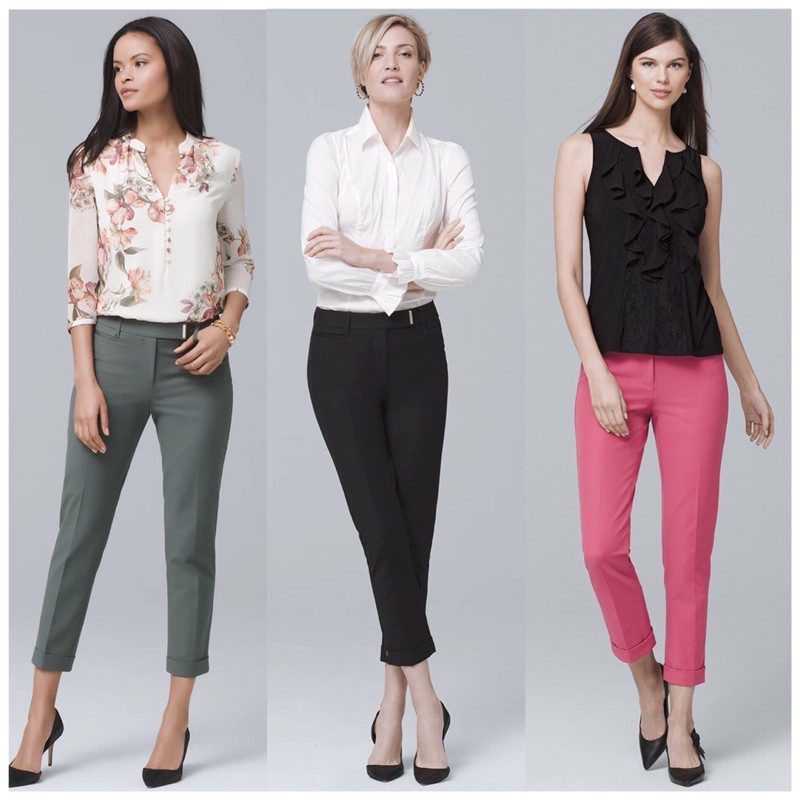 Whbm Slim Crop Pants - Green, Pink, Black