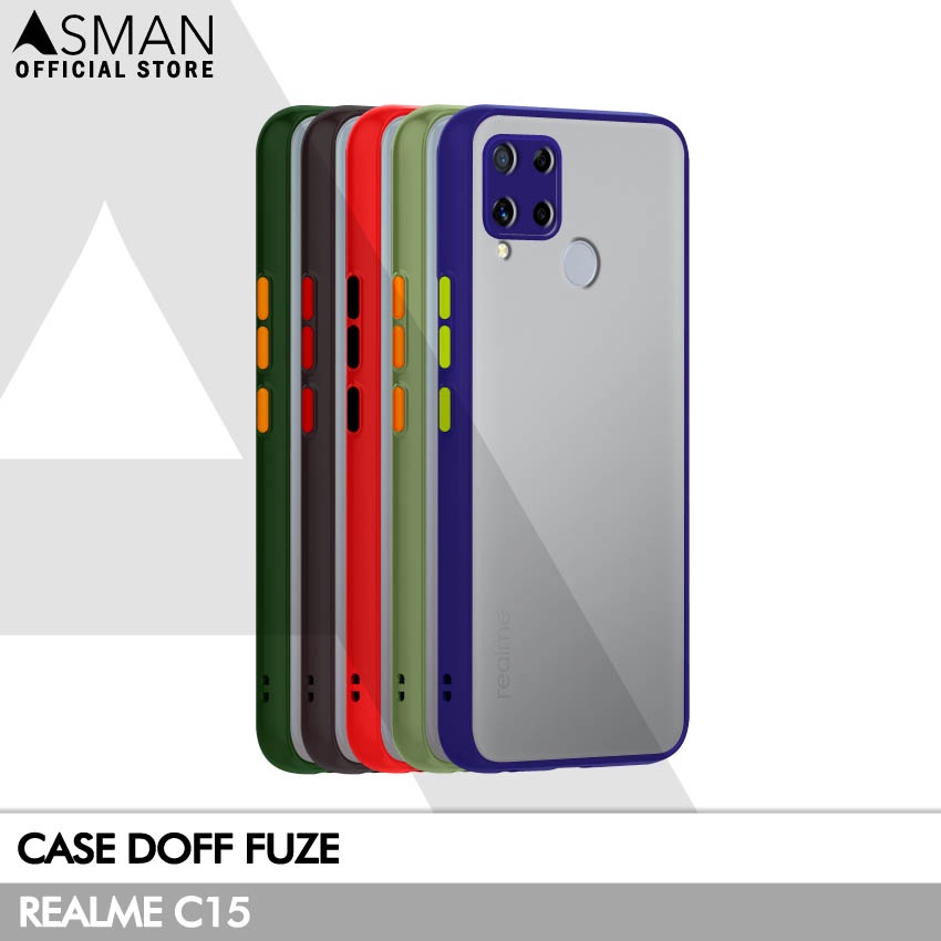 Asman Case Realme C15 Doff Fuze Premium Shield Protector